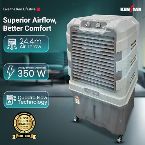 Image of Kenstar Maverick HC 135 L Desert Air Cooler with Honeycomb Cooling Media |5-star BEE Rating | 350 W|Grey