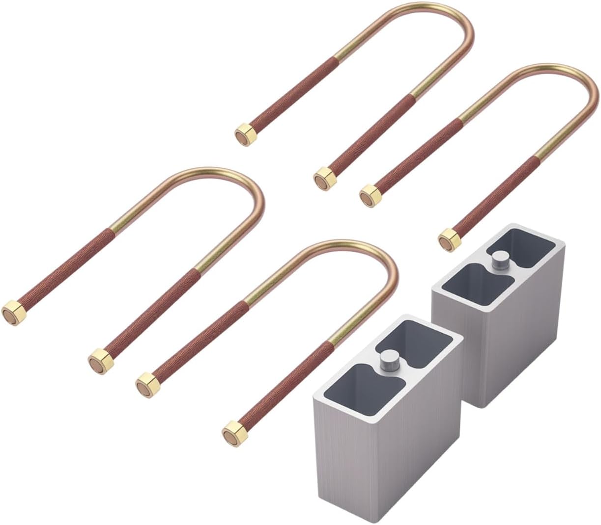 Universal Leaf Spring Lowering Block Kit, 3 Inch, 2-1/2" Wide, 5" Long, Zinc-Plated U-Bolts, Premium Steel Construction for Long-Lasting Finish