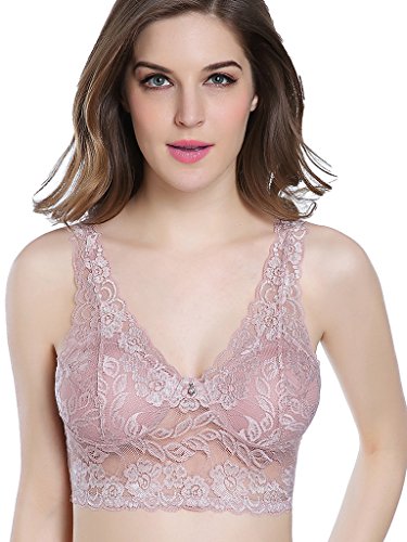 Intimate Portal Mujer Sujetador para Dormir sin Aros, con Bolsillos y Encaje Rosa 100B 100C / Label 3L