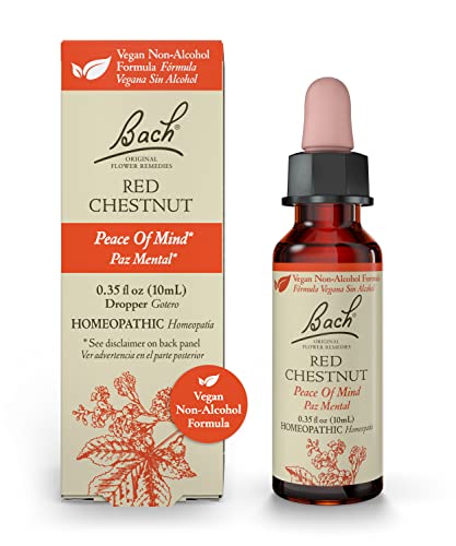 Bach Original Flower Remedies, Red Chestnut for Peace of Mind (Non-Alcohol Formula), Natural Homeopathic Flower Essence, Holistic Wellness and Stress Relief, Vegan, 10mL Dropper