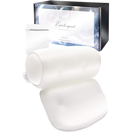 Enich agent バスピロー お風呂枕 ３D通気メッシュ 丸洗い可 洗濯ネット付 吸盤付 フック付