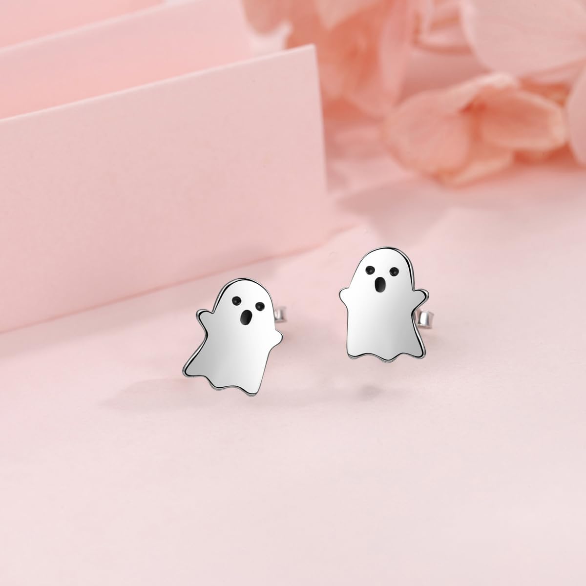 ORANGE FOREST Halloween Earrings 925 Sterling Silver Pumpkin Spider Ghost Stud Earrings Halloween Party Jewelry Smiling Face Pumpkin for Women