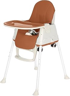 Supernic Baby High Chair 3 in 1 Baby Feeding Dining Table Seat Chair Adjustable Toddler High Chair with Tray Cup Holder Coffee Color