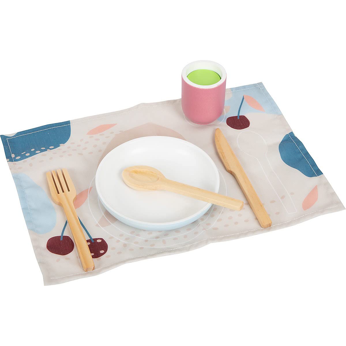 Small Foot 12245 Wooden Crockery Set tasty, accessory set for play kitchen, role-play toy for kids aged 3+ years