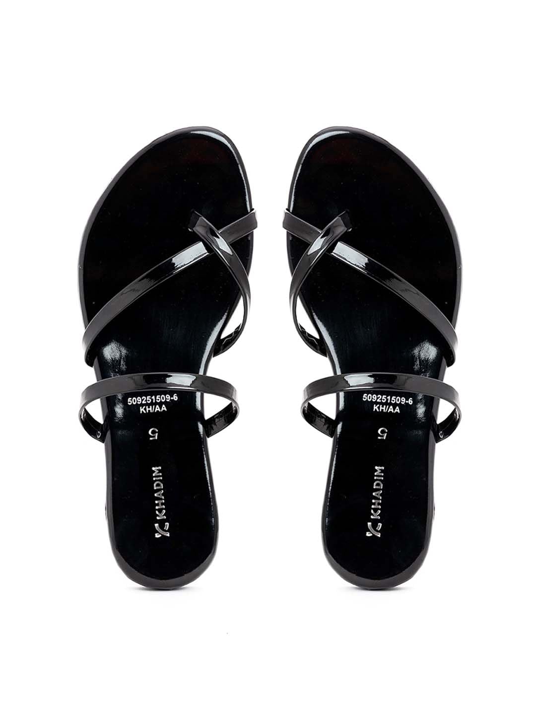 Khadims Black Flat Slip On Strappy Sandal for Women (5092516) (B0CX5GQKYT) Amazon Price History, Amazon Price Tracker
