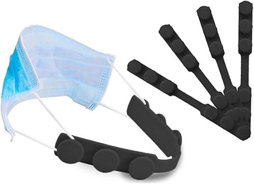 Extensor de correa para máscara, soporte antiapriete, correa extensora para ganchos de orejas para máscara, 4 Piezas, Negro (Allblack)