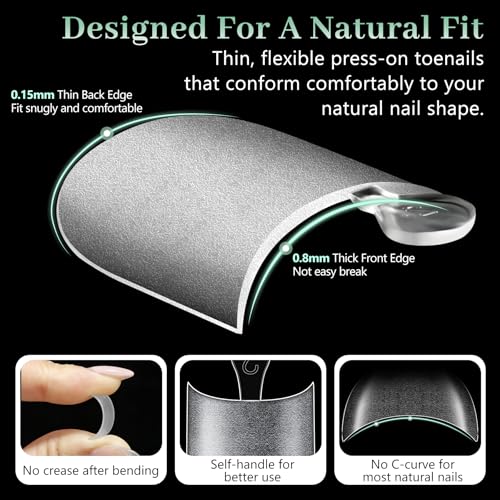Image of Leykosh 330PCS Toenail Tips Full Cover, 15 Sizes Double-Sided Rough Matte No-File Gel Short Medium Toe Nail Tips, Duck-Bill Square Shape Fake Press on Toenails for DIY Salon Pedicure Nail Extension