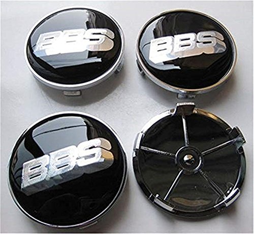 chuchu88 4pcs BBS (Red/Black/Green) 68mm Wheel Center Hub Caps (Black/Silver