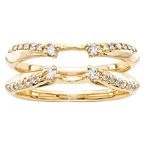 Silver Gems Factory 1/4ct Prong Set Solitaire Enhancer Cubic Zirconia Ring Guard Wrap 14k Yellow Gold Over Alloy 9