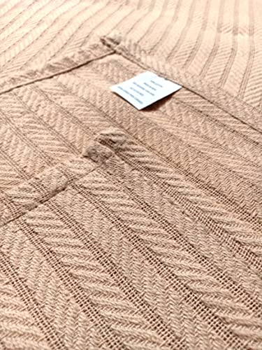 Eurotex 100% Cotton Throw Blanket King Size For Bed - Cable Weave Blankets, Tan Color Soft Lightweight Woven Throw Blankets For Couch Bed Sofa Travel Blankets & Throws - 90X90 Inches #TOP3