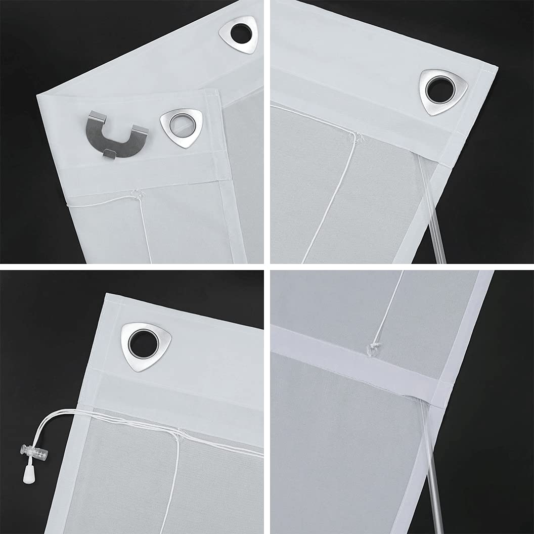Heichkell Raffrollo Weiß 100x140cm - Halbtransparente Raffgardine Mit Schlaufen