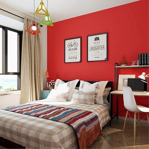 Image of WALLMATE Red Peel and Stick Wallpaper Self-Adhesive Removable Wallpaper Thicken Waterproof Wallpaper for Kitchen Countertop Cabinet (2 Feet by 7 Feet-Pack of 2, Matte Red Wallpaper)
