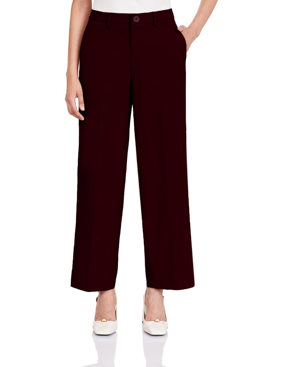 sizi Women's Wide Leg Formal Trouser (High Rise) | Ankle Length |Formal Pants | Office Wear-picture-4