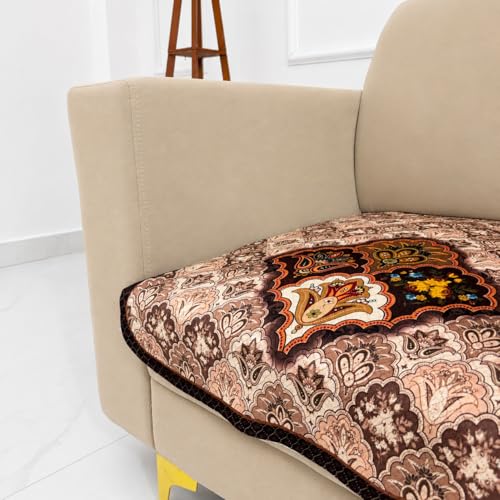 Image of Homerz Premium 'Maharaja Paradise Series' Sofa Cover | Net Fabric Sofa Cover | Washable, Anti-Dust Backed & Wrinkle Resistant Cover (Noor Mahal, 1 Seater, Only Seat Cover)