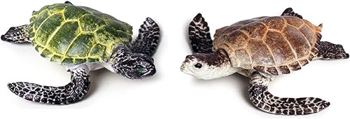 BLAPNK 2 piezas de juguetes realistas de tortuga oceánica, animales de tortuga simulada, colección de figuras de animales marinos, criaturas