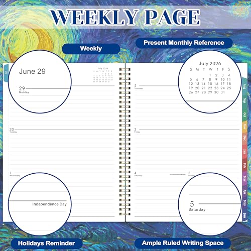 2026-2027 Planner - 9" x 11" Weekly and Monthly Academic Planner 2026-2027 from JUL. 2026 to JUN. 2027, 26-27 Academic Planner with Monthly Tabs, Twin-Wire Binding, Inner Pocket - Image 4