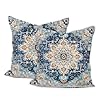 Throw pillow covers pack of 2 double sided printing home indoor and outdoor sofa bed decor 18 x 18 inch pillowcover blue light blue bohemian pattern 18x18inch  urban country home decor