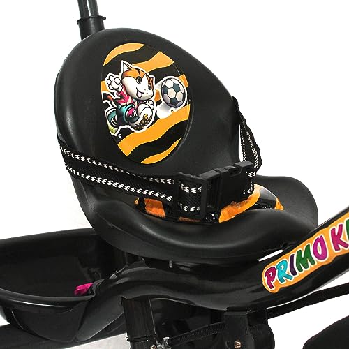 Image of Primo Kid Toys Tricycle for Kids 1 Years+, Plug & Play Tricycle for Kids. Ride on with Safety Seat Belt, Dual Storage Space & Parental Handle. (Mustard)