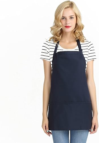 Somotersea Delantal de chef para hombres y mujeres con bolsillos para cocina, restaurante, mesera, delantal de chef de grado profesional, color