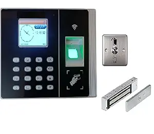 DeHMY Biometric Time Attendance Access Control System with EM Lock, Exit Push Button (Black)