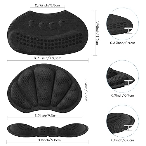 Image of Adhesive Heel Cushion Pads, Grips Inserts for Women & Men, Prevent Slip & Blister Shoe Guards - 2PCS Black