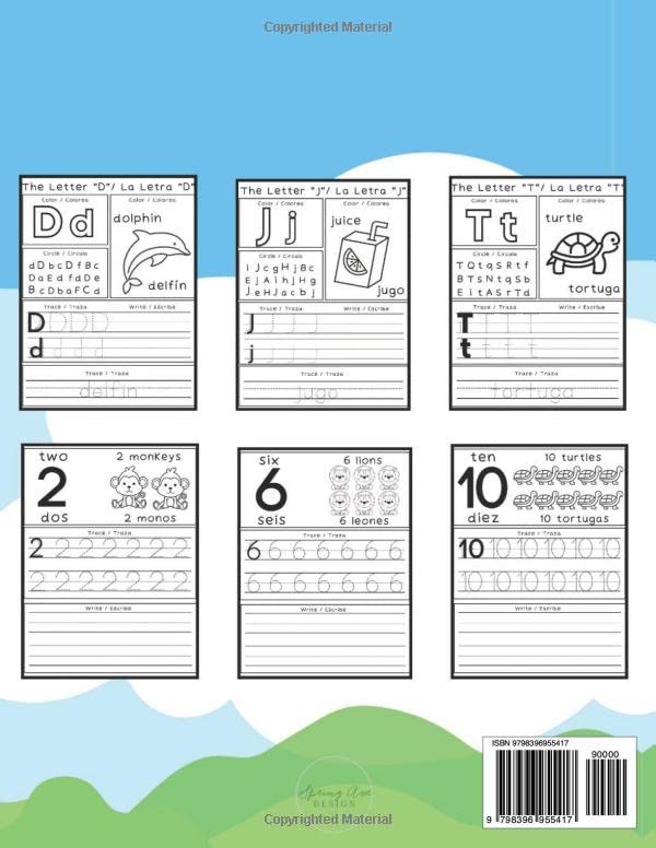 Miniatura 2 de Bilingual ABC and 123 Workbook English and Spanish Letters and Numbers Tracing Book for Kids Learn to Write Alphabet and Numbers Workbook for ...