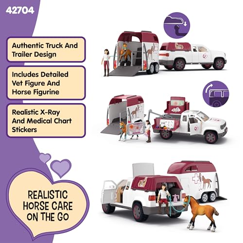 Image of Schleich Horse Club - 90Pc Mobile Vet and Trailer Playset - Kids 5+ | 42704