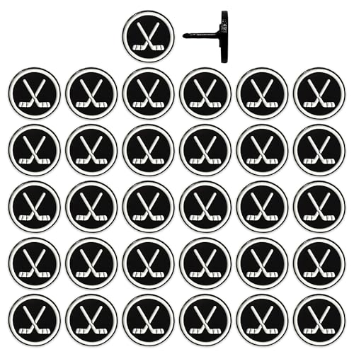 Image of Hockey Puck Push Push Pins, for Cork Board, Maps, or Lapel Pin Use, Designed in The USA, Hockey Pins, Set of 32