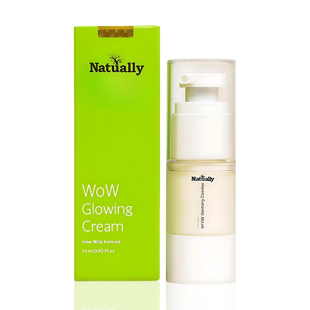 NATUALLY Organic WoW Skin Glow Whitening Face Cream 50g Brightening and Moisturizing Cream for Dark Spots Uneven Skin Tone Hyperpigmentation and Radiant Glowing Skin for Men and Women