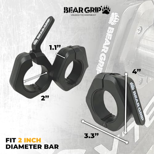 BEAR GRIP Barbell Clamps Collars - Pair of Quick Release Weight Barbell Clips for Weight Lifting, Crossfit, Strength Training Barbells - Image 4