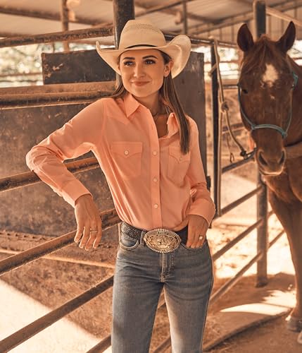 Women's Retro Long Sleeve Cool Blue Solid Western Shirt4