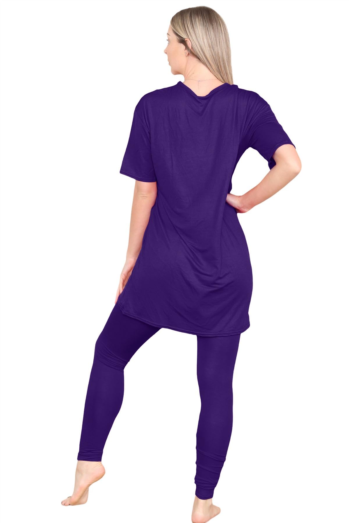Set di leggings da donna in tinta unita, oversize Viola Medium