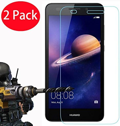 2 Pack - Huawei Y6 II Tempered Glass, FoneExpert Tempered Glass Crystal Clear LCD Screen Protector Guard & Polishing Cloth For Huawei Y6 II