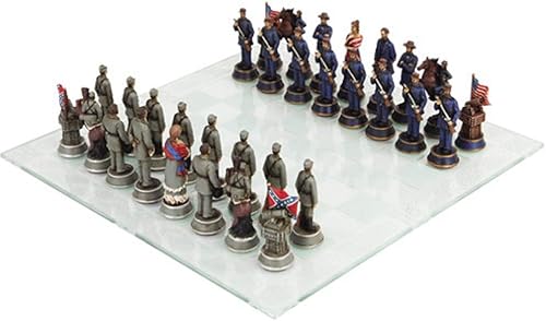 PTC Civil War Solider - Juego de ajedrez con tablero de cristal multicolor