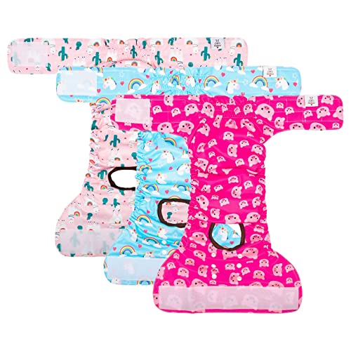CuteBone 3er-Pack Waschbare Hundewindeln für Damen, wasserdichte Welpenhosen, Valentinstag, Rosenkollektion für Hündchen in der Hitzeperiode D31XS-DE