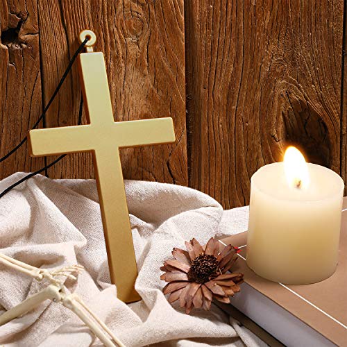 Hicarer 2 Pcs Halloween Large Cross Necklace Costume for Nun Priest Monk Gold Plastic Cosplay Church Accessory for Women Men2