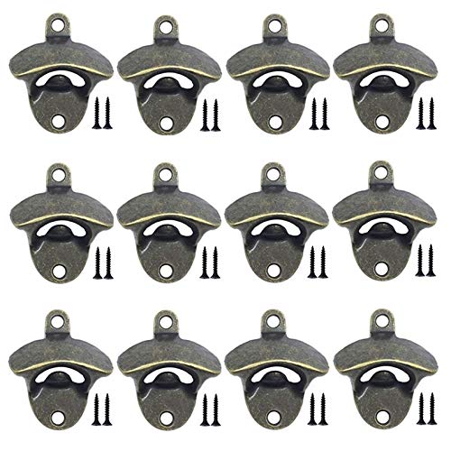 ANSLYQA 12 Pcs Wall Mounted Bottle Opener Vintage Beer Bottle Opener Suitable for Bars KTV Hotels HomesBronze