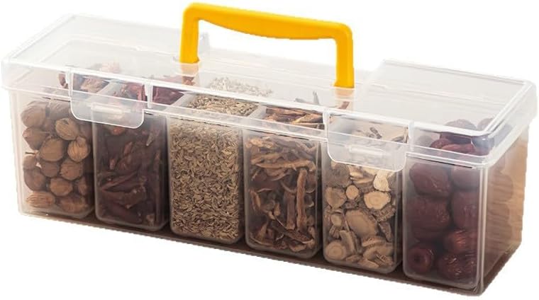 7PCS Compartmentalized Storage Box Set - 1 Large + 6 Small Plastic Sealed Boxes with Lids for Kitchen Organization