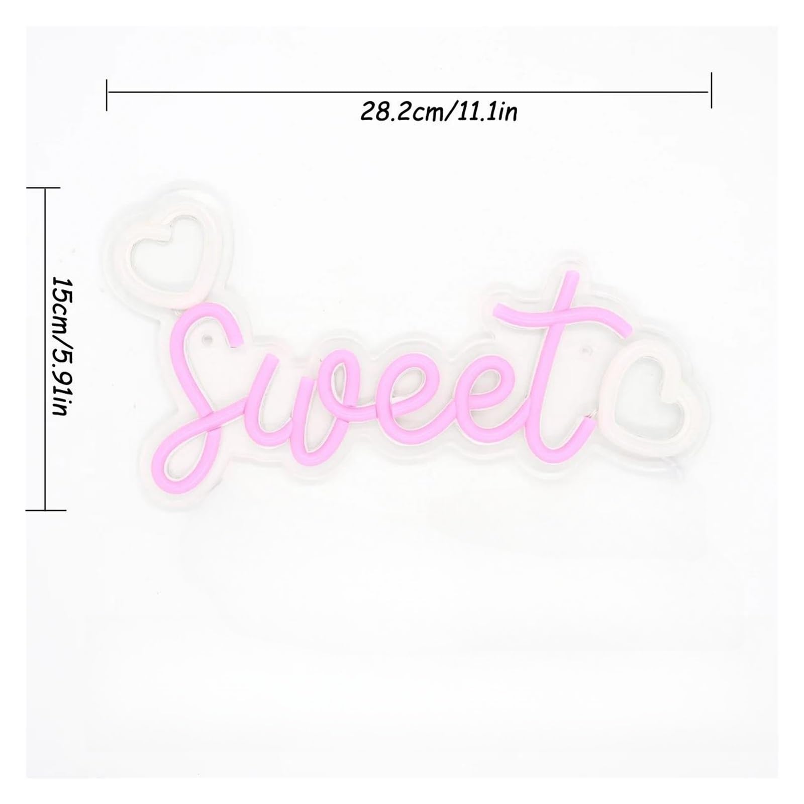 Decoración Lámparas Lindo Dulce Rosa Con Doble Corazón Luz De Letrero De Neón Para Sala De Fiesta Pub Club Galería Estudio Decoración De Pared 28.2cm×15cm