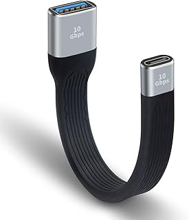 Poyiccot USB C Female to USB Female Adapter, 10Gbps USB C to USB 3.1 Adapter Cable, USB C Female to USB A Female Adapter Soft Flat Short USB C to USB A Extender Cable for iPhone, MacBook, Power Bank