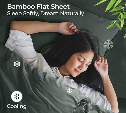 Image of Royale Linens Bamboo Viscose Twin Flat Sheets Only - Cooling Sheets - Organic Viscose Derived from Bamboo - Twin Size Flat Sheet Only - Top Sheet - Breathable & Silky Bedding (Grey)