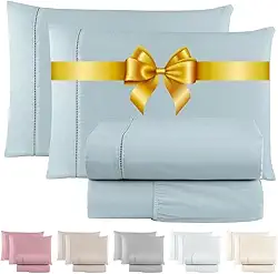 Jogo de Lençol Cama King Size 4 Peças Percal 600 Fios Egipcio Premium Antiacaro Toque Extra Macio (Azul)