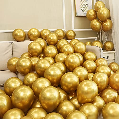 Image of 5 inch Metallic Gold Balloons, 100 pcs Thick Chrome Gold Latex Party Balloons (Metallic Gold)