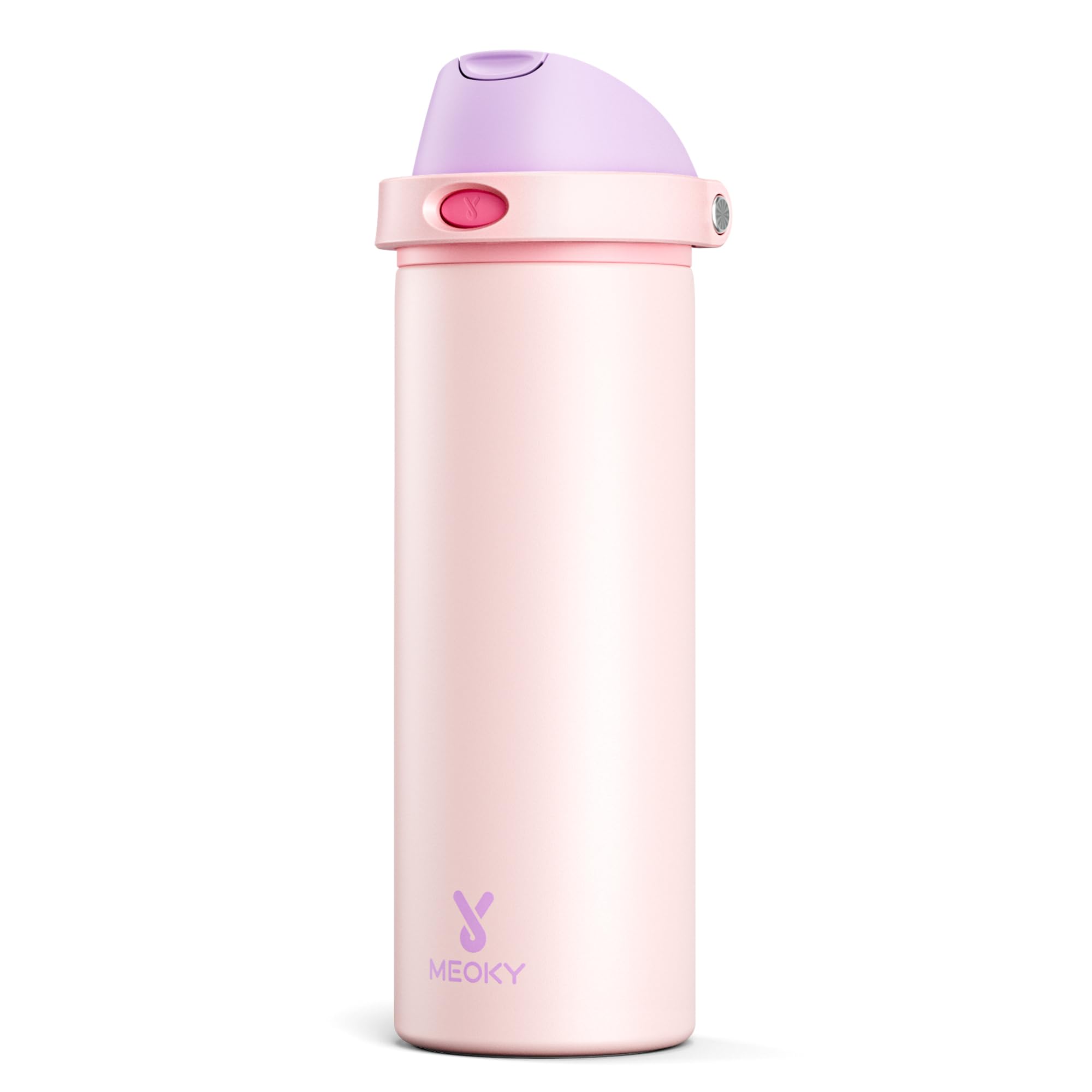 24 oz Insulated Water Bottle for Sports: Meoky Stainless Steel Water Bottle with 2-in-1 Straw and Spout Lid - Leak Proof, Cold for 24 Hours, Fits in Car Cup Holder, BPA-Free for Women Travel, Candy