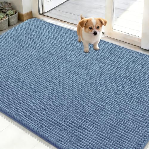 Image of OLANLY Dog Door Mat for Muddy Paws 48x30, Absorbent Chenille Mud Doormat
