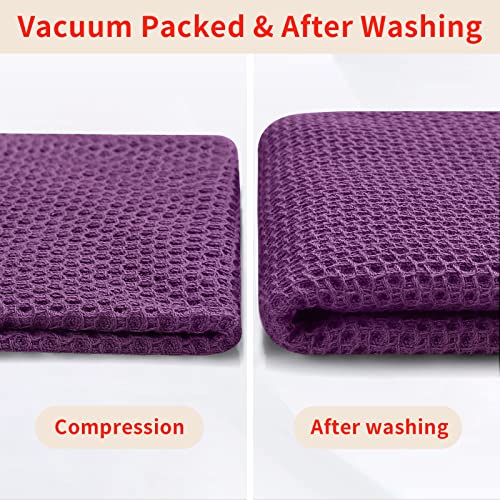 Homaxy 100% Cotton Waffle Weave Kitchen Dish Cloths, Ultra Soft Absorbent Quick Drying Dish Towels, 12X12 Inches, 6-Pack, Purple #TOP6
