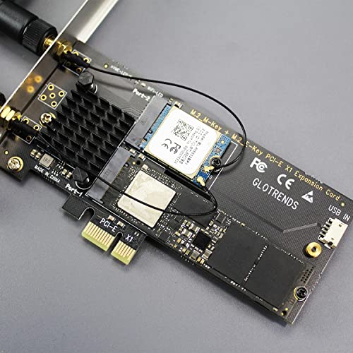 GLOTRENDS WA05 PCIe X1 Adapter for one M.2 Key-E WiFi Module and one M.2 NVMe SSD, 2 in 1 Combo Design - Image 2