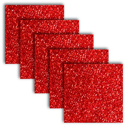 SiserEasyPSV Glitter Permanent Self Adhesive Craft Vinyl - 12"x12" Sheets 5 Pack (Brick Red)