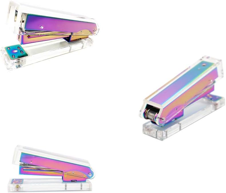 Clear Acrylic Rainbow Stapler | Tape Dispenser Set Colorful Home Office School Desk Manual Staplers | Adhesive Tapes Holder Dress Up Desktop Accessories Supplies
