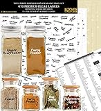 670 Labels: 498 Spice Names + 96 Blank Labels | Most Bold Cursive Preprinted Black & White Letters...